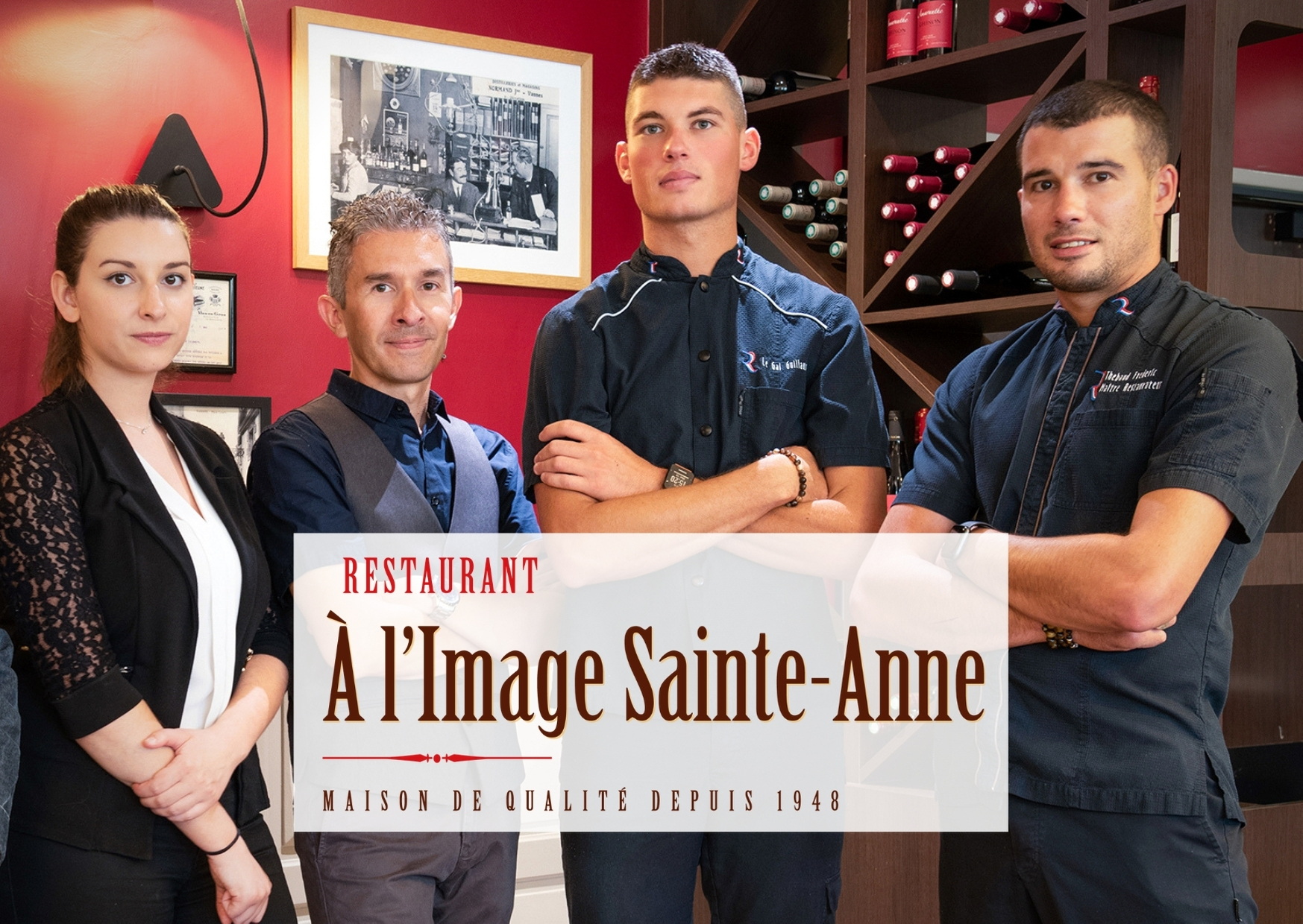 El equipo de nuestro restaurante À l'Image Sainte-Anne y sus retratos